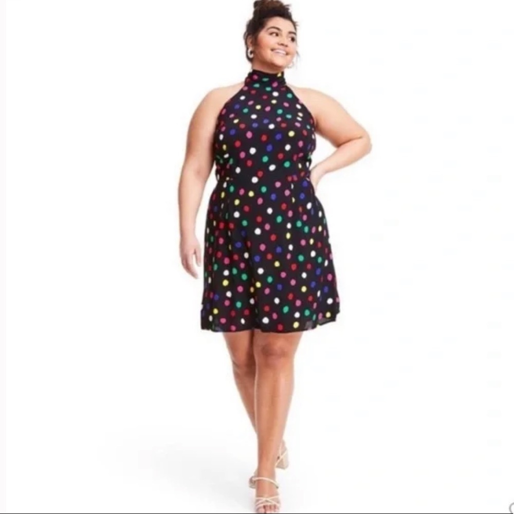 Rixo x Target Dress Black Polkadot Halter Size 2X